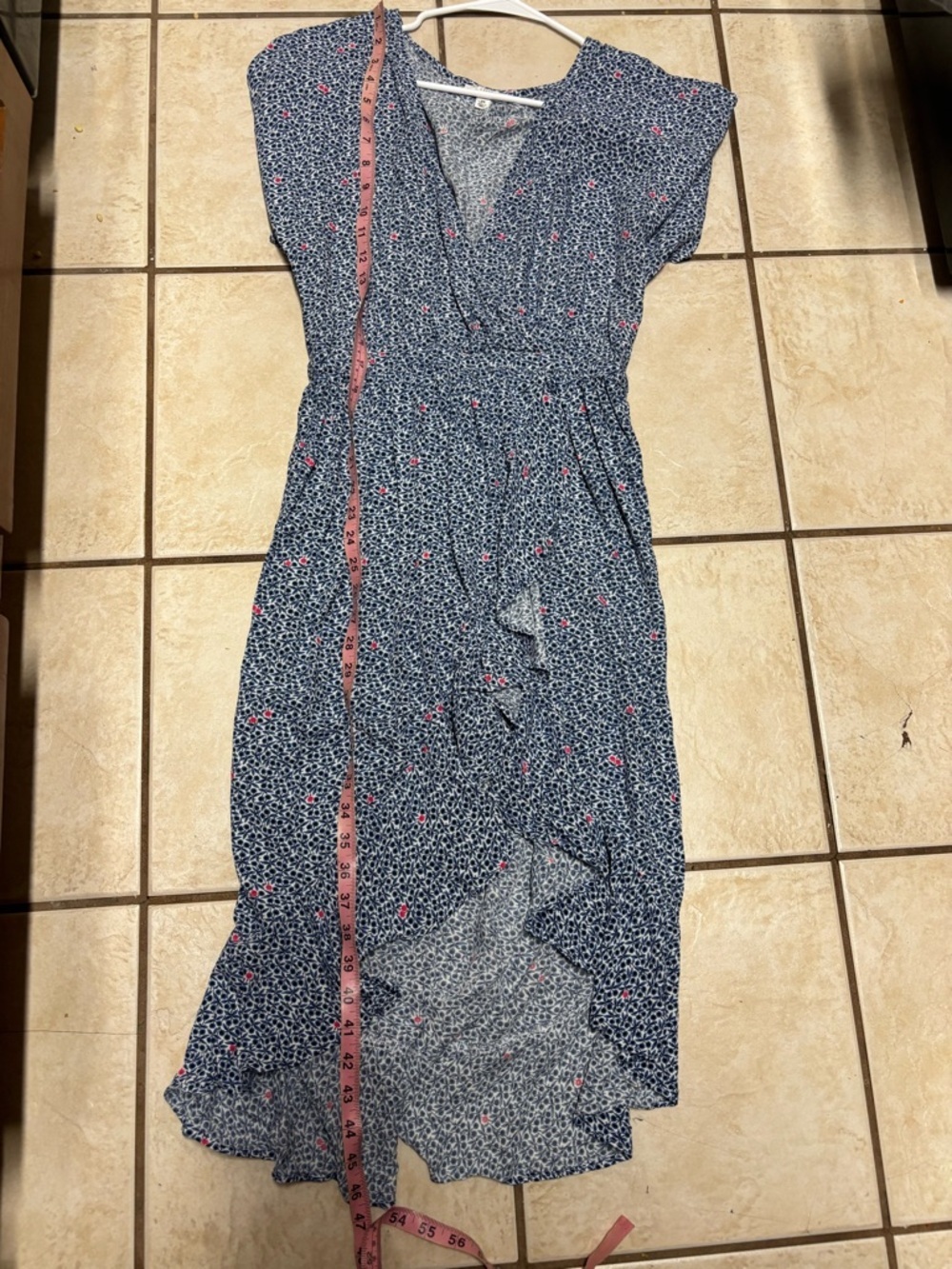 j.Crew Mercantile V-neck high-low ruffle-hem dress xs floral print - Picture 6 of 8